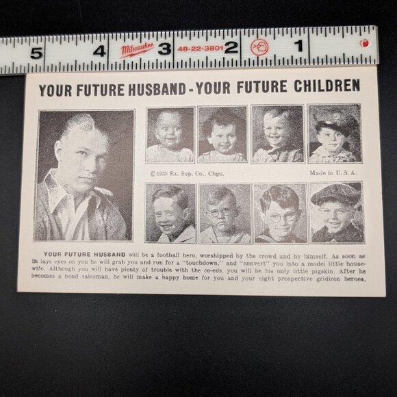 1935 Your Future Husband Your Future Children Fortune Telling Arcade Card, Humor - Picture 3 of 4